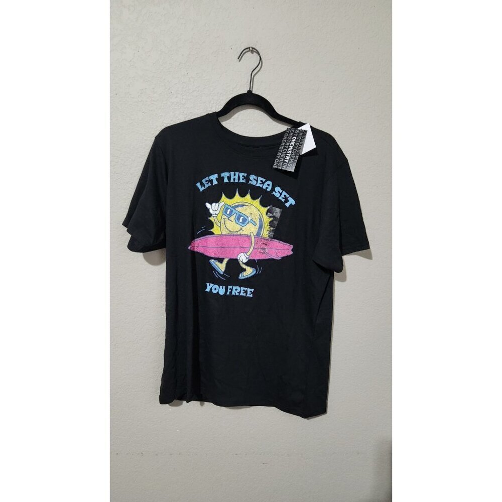Chemistry Shirt Mens Large Black Let The Sea Set You Free Sun Surf Tee Beach